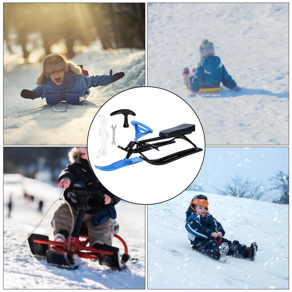Snow Racer Sled Winter Snowmobile w/ Wide-track Skis 