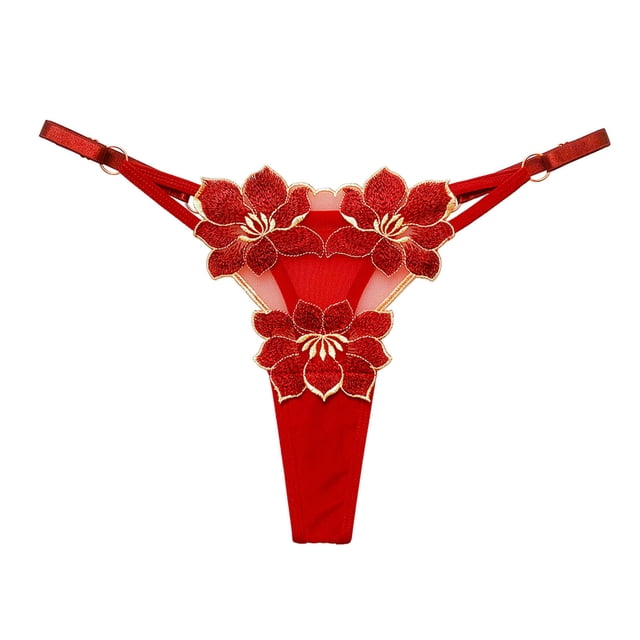Aayomet sous-Vêtements pour Femmes Culottes Bikini en Dentelle String Extensible (Rouge, Taille Unique)