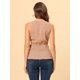 thumbnail image 4 of INSPIRE CHIC Top peplum envolvente con dobladillo asimétrico en la cintura con cuello en V sin mangas para mujerCaqui M, 4 of 5