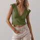 thumbnail image 2 of Camisetas para las Mujeres de Ajuste Suelto Casual Sólido V-Cuello Blusa, Moda Manga Corta Cuello Redondo Top para el Hogar Y el Uso Diario, Tela Suave, 2 of 8