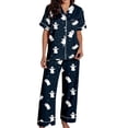 thumbnail image 5 of FASHOFT Halloween Pajama Sets for Women 2 Piece Soft Long Sleeve Button Down Sleepwear Top and PJ Pants Loungewear Set Navy XXL, 5 of 7