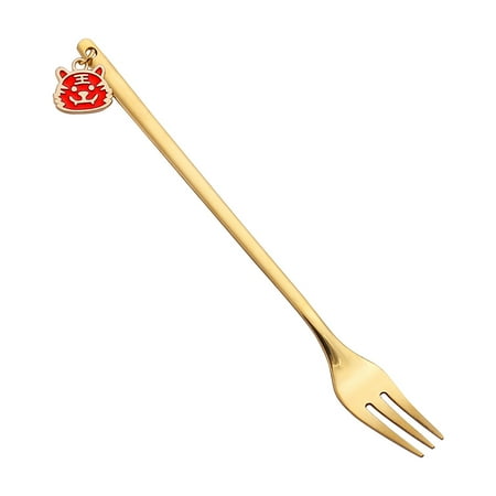 

TIERPOP Cartoon Tiger Pendant Stainless Steel Stirring Spoon Fork Chinese New Year Zodiac Souvenir Cute Coffee Dessert Tableware