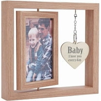 1Pcs Wood Engagement Picture Frame 4x6 Rotating Picture Frame with Heart Pendant Anniversary Wedding Engagement Gifts for Best Friends Newlywed Couples Him Her Bride to Be 8x11 Inch Brown