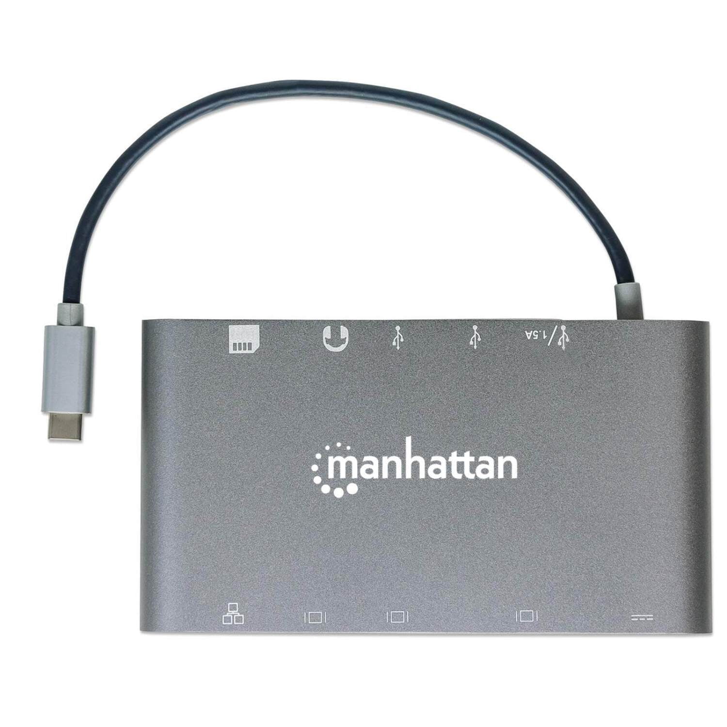 Manhattan 152808 SuperSpeed USB-C to 7-in-1 Docking Station