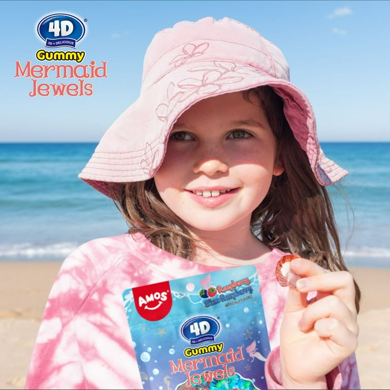 Amos 4D Gummy Mix Bulk Candy Raspberry & Blueberry, Mermaid Jewels