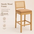thumbnail image 4 of Bar Stools Set of 2, LEGAHOME 28" Bar Height Bar Stool, Farmhouse Linen Upholstered Bar Stool with Cane Back, Wood Bar Chairs for Kitchen Island Dining Room, Suitable for 40"-42" Table, Tan, 4 of 8