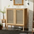 thumbnail image 3 of The 30-inch bathroom vanity is made of natural materials and features handmade rattan doors with soft-close mechanisms, offering elegance, ample storage space, and durability., 3 of 9