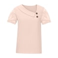 thumbnail image 4 of Vmvidoty Women's Asymmetrical Neck Tops Cut Out T Shirt with Print Floral Lace Graphic Short Sleeve Pink L, 4 of 5