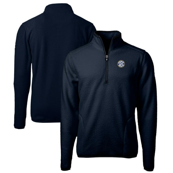 Men's Cutter & Buck  Navy SEC Gear Cascade Eco Sherpa Fleece Quarter-Zip Pullover Jacket