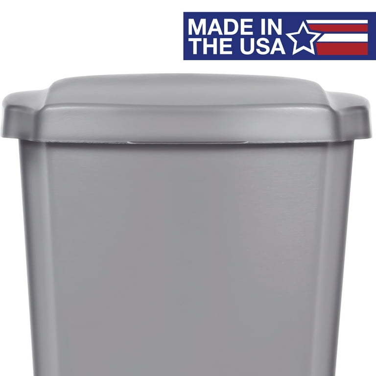 Hefty Step-On Gunmetal 13-Gallon Waste Can with Soft Close Lid