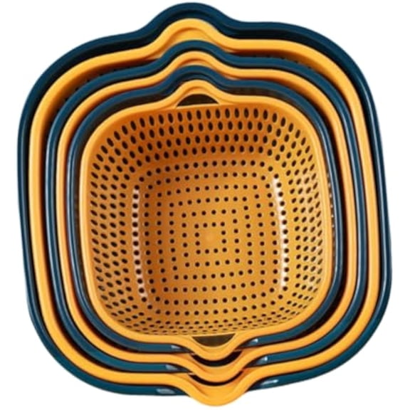 Double Layer Large Vegetable Strainer Basket Thickened Square Fruit Washing Colander Practical Kitchen Drainer with Comfortable Grip Storage for Easy Food Cleaning and