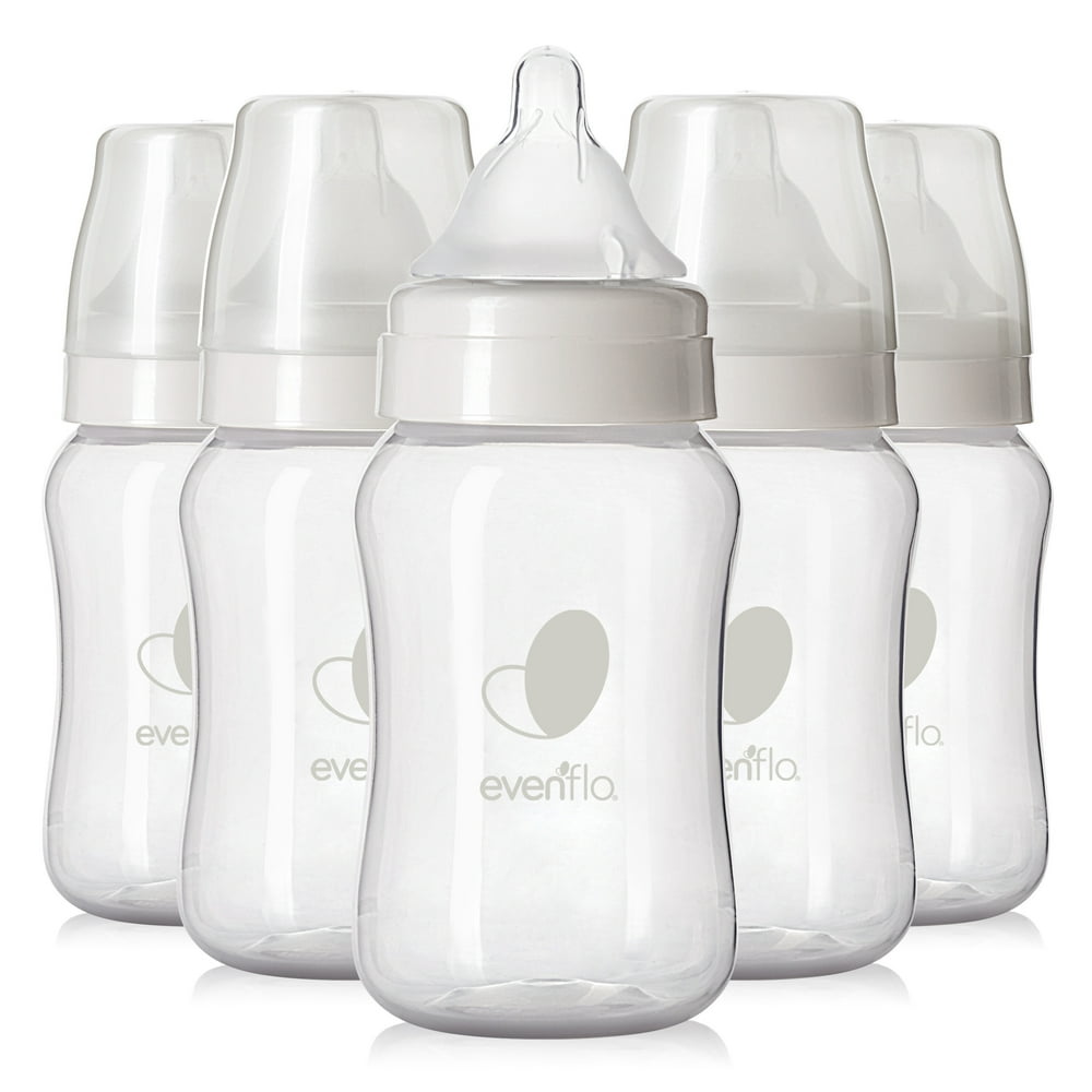 Evenflo Balance + Wide Neck BPAFree Plastic Baby Bottles 9oz, Clear