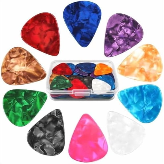 60Pack Guitar Picks With Organizer Box: Variety Colorful Guitar Pick - Thin, Medium & Heavy 3 Different Thickness for Acoustic Guitar, Metallica Guitar, Electric Guitar, Ukulele Bass$$