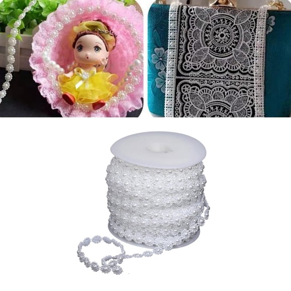 YongCo Artificial Pearls String 25Meter Long White Imitation Pearls Beads Chain for Art Necklace Jewelry Making