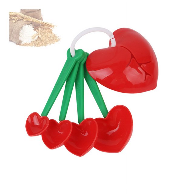 Mon Cherry Juego de cuchara medidora y separador de huevos - 2 en 1 con 4 cucharas medidoras y 1 separador de yema de huevo - Sin BPA y taza medidora apta para lavavajillas