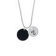 thumbnail image 2 of Delight Jewelry Acrylic 7/8" Disc Black Silvertone Script Initial Disc - E - Charm Necklace, 20"+3", 2 of 4