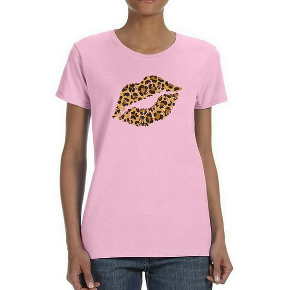 Leopard Print Lips T-Shirt Women -GoatDeals Designs, Female x-Large
