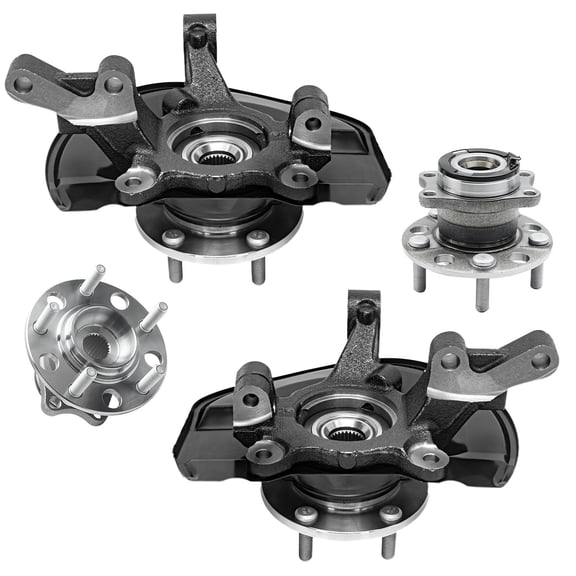 Detroit Axle - AWD Front Steering Knuckles Rear Wheel Hub and Bearings Kit Replacement for Jeep Compass Patriot Dodge Caliber - 4pc Set