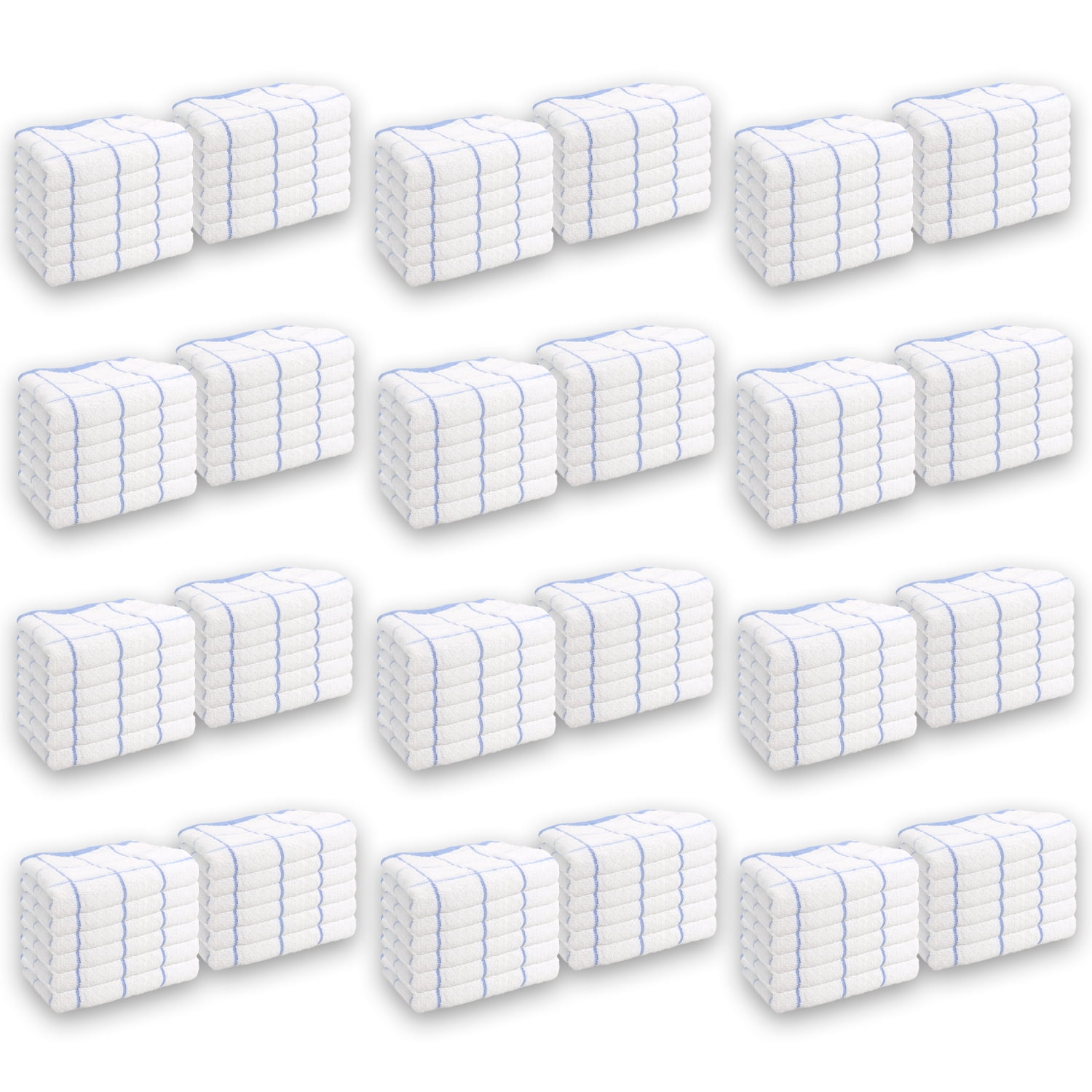 Arkwright Kitchen Towels (Bulk Case of 144), 15 x 25 in., 100% Cotton, Blue & White Windowpane Pattern