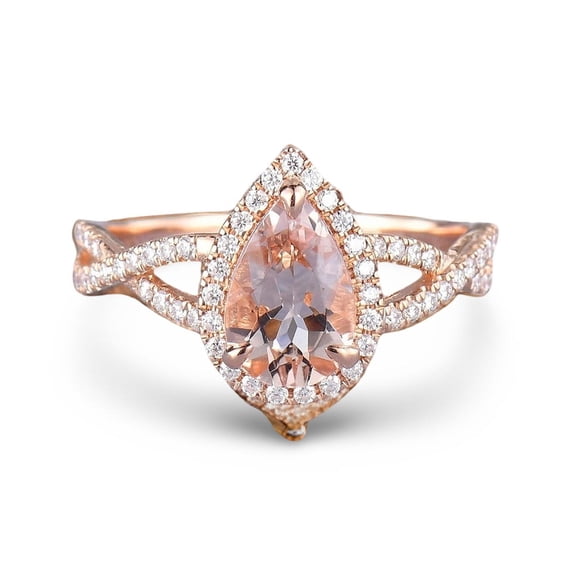 Sterling Silver Pear Cut Morganite Ring For Women