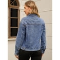 thumbnail image 4 of Unique Bargains Women's Jean Jacket Long Sleeve Button Up Denim Jackets S Blue, 4 of 7