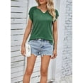 thumbnail image 5 of Deago Women's Summer Tops Casual V Neck T Shirts Pleated Short Sleeve Shirts Loose Fit Flowy (Green, S), 5 of 7