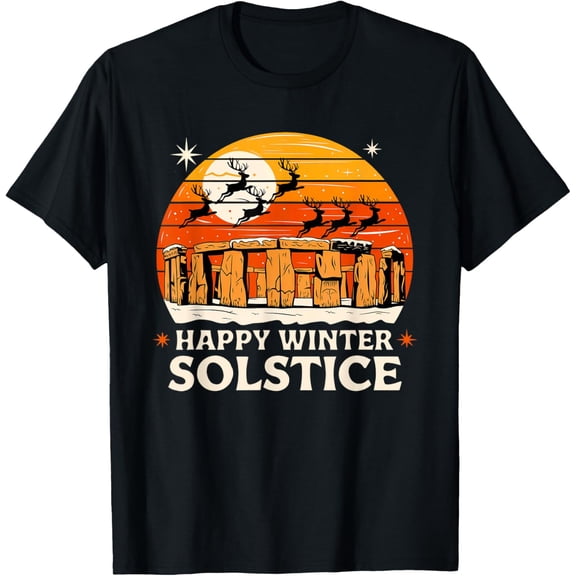 Exquisite and comfortable-Happy Winter Solstice Christmas Reindeer Stonehenge 2024 T-Shirt