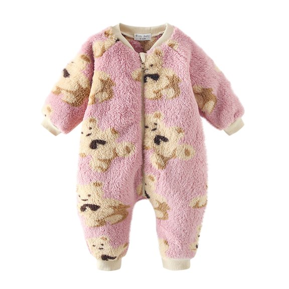 Akafmk Newborn Boys Infant Girls Bodysuits,Winter Fleece Warm Bodysuits,Long Sleeve Bodysuits Graphic Print Casual Onesie Outfits Round Neck Romper Jumpsuit Toddler Boys Clothing 0-6 Months