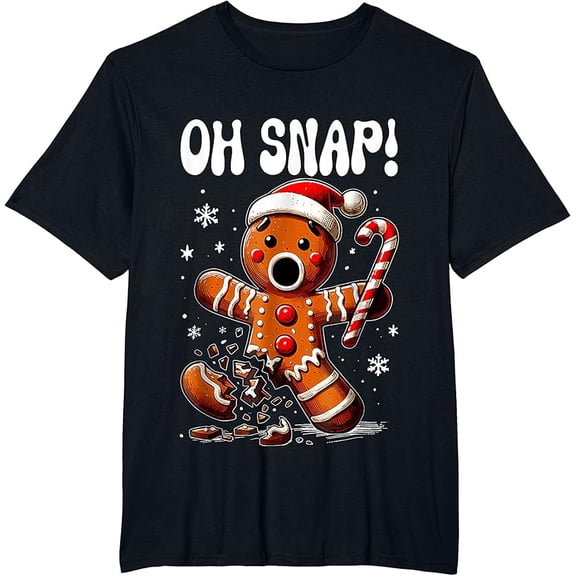 Gingerbread Man Oh Snap Funny Pajama Christmas Holiday Shirt, for men & women up to 5XL