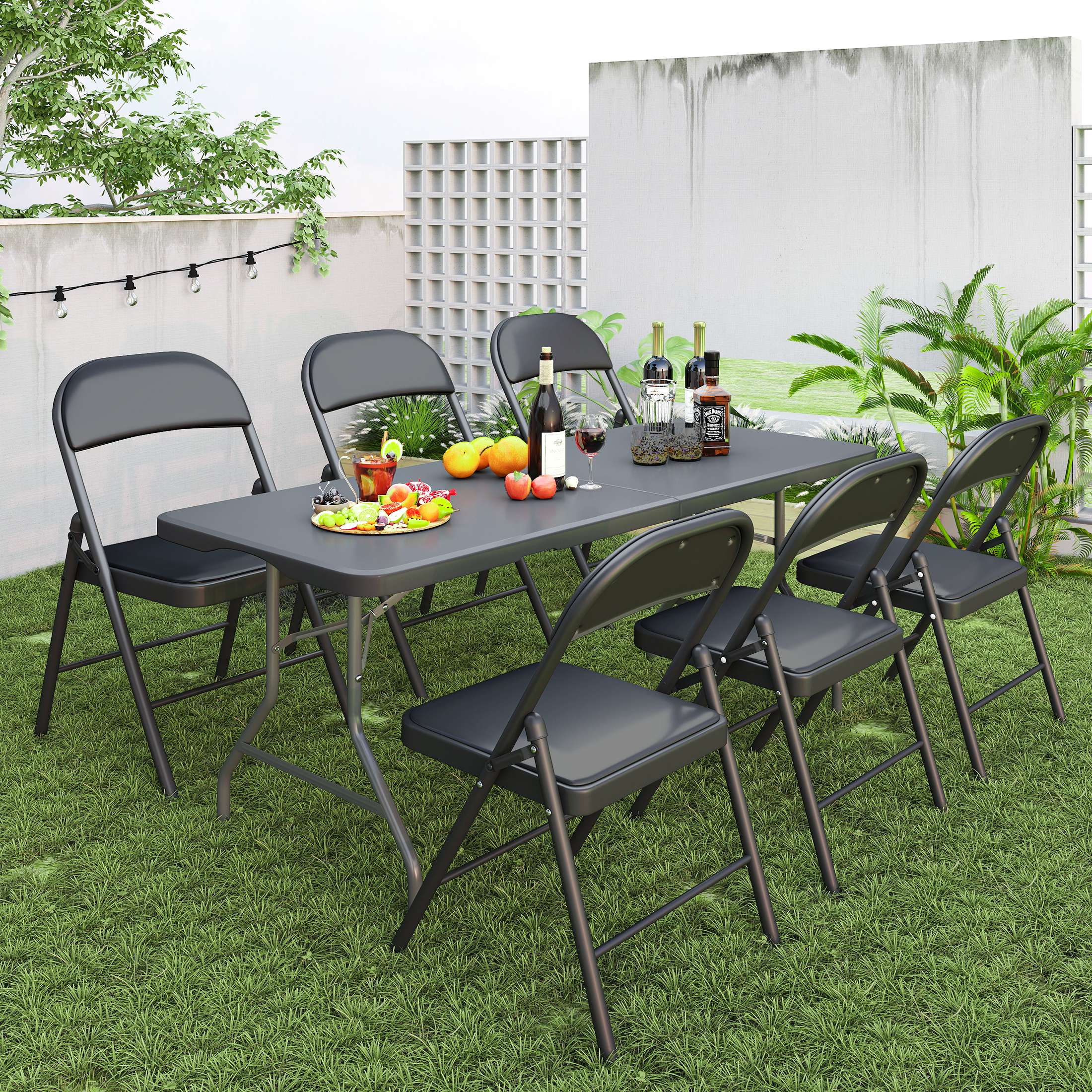 SUGIFT 6 ft Rectangular Black Folding Table photo 2