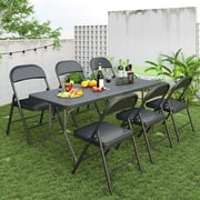 SUGIFT 6 ft Rectangular Black Plastic Folding Table