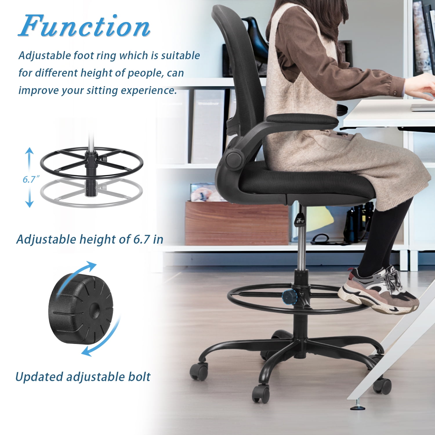 Buy Lacoo Midback Drafting Office Chair Adjustable Height Desk Chair Ergonomic Design Office