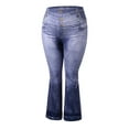 thumbnail image 3 of Gvmfive Women Plus Size Casual Fake Denim Print Flared Pants, 3 of 4