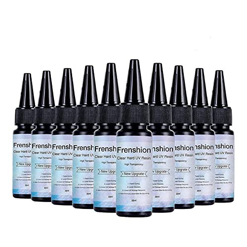 10 Pieces 30ML Upgrate Hard Type Crystal Clear Resin, UV Glue Ultraviolet Curing, Solar Cure Sunlight Activated Resin Clear Adhesive Glue for Jewelry Making Craft Decoration