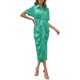 thumbnail image 1 of Vestido camisero para mujer, manga corta, botones, drapeado, cintura alta, 1 of 8