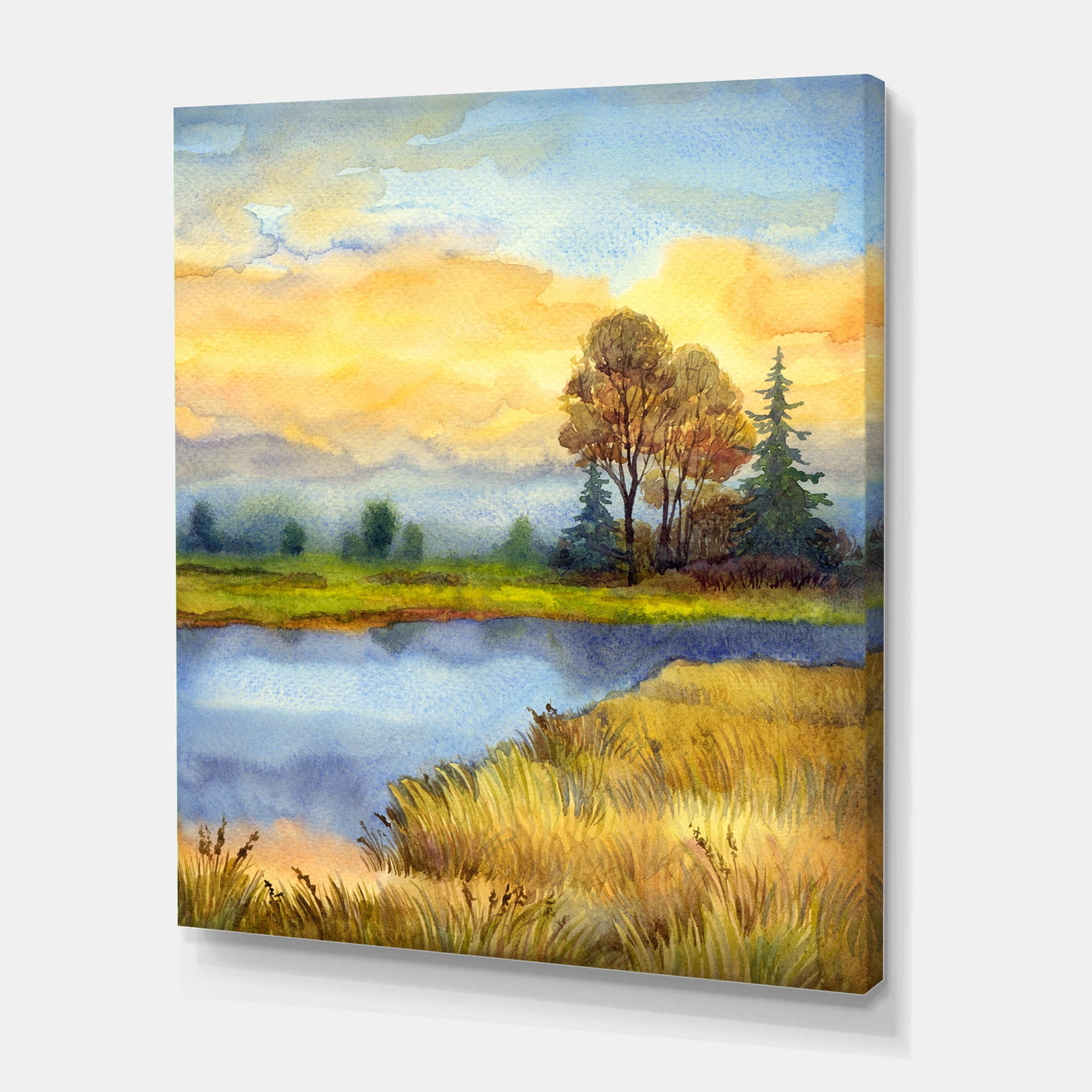 Designart ' The Awakening of Nature Over Meadows ' Lake House Canvas Wall Art Print