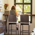 thumbnail image 4 of Patio Novagarden Outdoor Bar Stools Armless Wicker Woven, Set of 4, Cream, 4 of 7