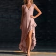 thumbnail image 6 of VBVC Women's Sleeveless V Neck Maxi Dress, Ladies' Ruffled High Low Hem Flowy Dress, Summer Casual Vacation Dress For Women,Pink,S-3XL, 6 of 7