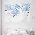 thumbnail image 1 of Interestprint Decor Tapestry, Fluffy Sketchy Hand Drawn Clouds with Hanging Hearts, Wall Hanging for Bedroom Living Room Dorm Decor, 80W X 60L Inches, White Black Magenta and Blue, by Ambesonne, 1 of 2