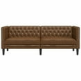 thumbnail image 2 of vidaXL Chesterfield Sofa 3-Seater Brown Faux Suede Leather, 2 of 5