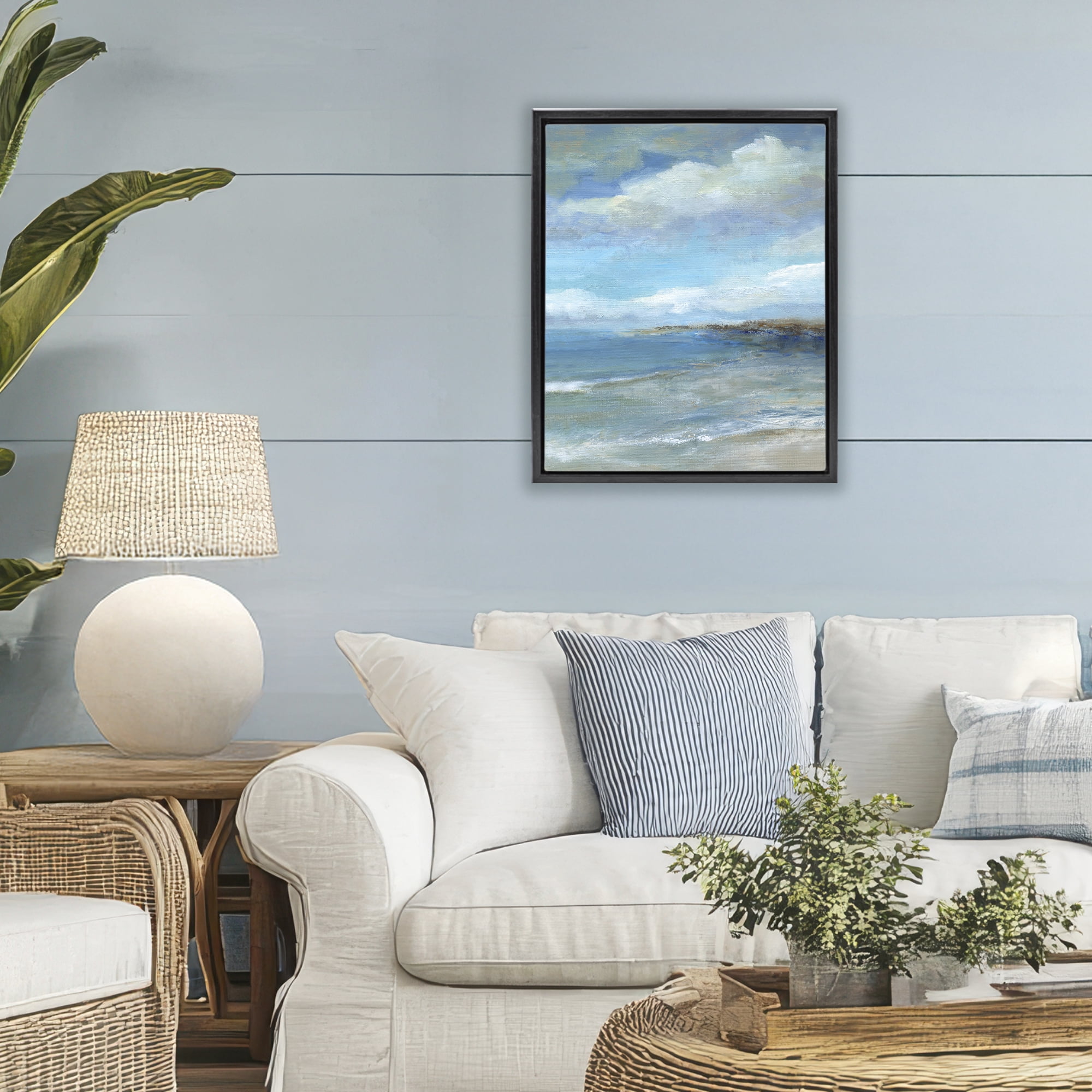 Stupell Industries Shore's Calm Breeze Black Framed Floater Canvas Wall Art, design by Carol Robinson