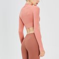 thumbnail image 3 of SWSMCLT Women's Yoga Workout Square Neck Crop Top Long Sleeve Yoga Shirt Soft Fashion Spandex Summer Basic Orange Medium, 3 of 4