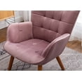 thumbnail image 4 of Leiria Contemporary Silky Velvet Tufted Accent Chair with Ottoman, Mauve, 4 of 12