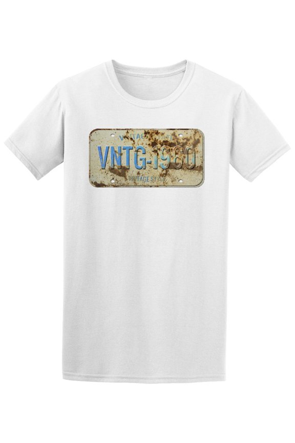 Vintage Style 1960 Old Car Plate Tee Men's -Image by Shutterstock