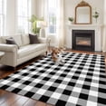 thumbnail image 3 of Black and White Plaid Large Area Rug 8x10 FT, Non Slip Living Room Throw Carpet, Farmhouse Checkered Buffalo Washable Soft Indoor Outdoor Carpet Non-Shedding Rug for Bedroom Dining Room, 3 of 9