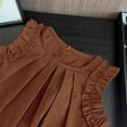 thumbnail image 6 of Girls Sleeveless A-Line Dress Kids Kids Ruffled Hem Pleated Bodice Soft Stretch Breathable Casual Church Summer Outfit Coffee,Size 5-6 T, 6 of 7