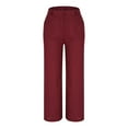 thumbnail image 4 of UAMVSH Dress Pants for Women Casual Cotton Linen Work Office Pants with Pockets Soft Elastic Waist Wide Leg Business Suit Pants(X-Large,Wine), 4 of 5