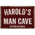 thumbnail image 1 of HAROLD'S Man Cave Sign Garage Mancave Decor Accessories Signs Vintage Retro Rustic Tin Wall Art Name Home Beer Dads Gift 8 x 12 Matte Finish Metal 108120003286, 1 of 1