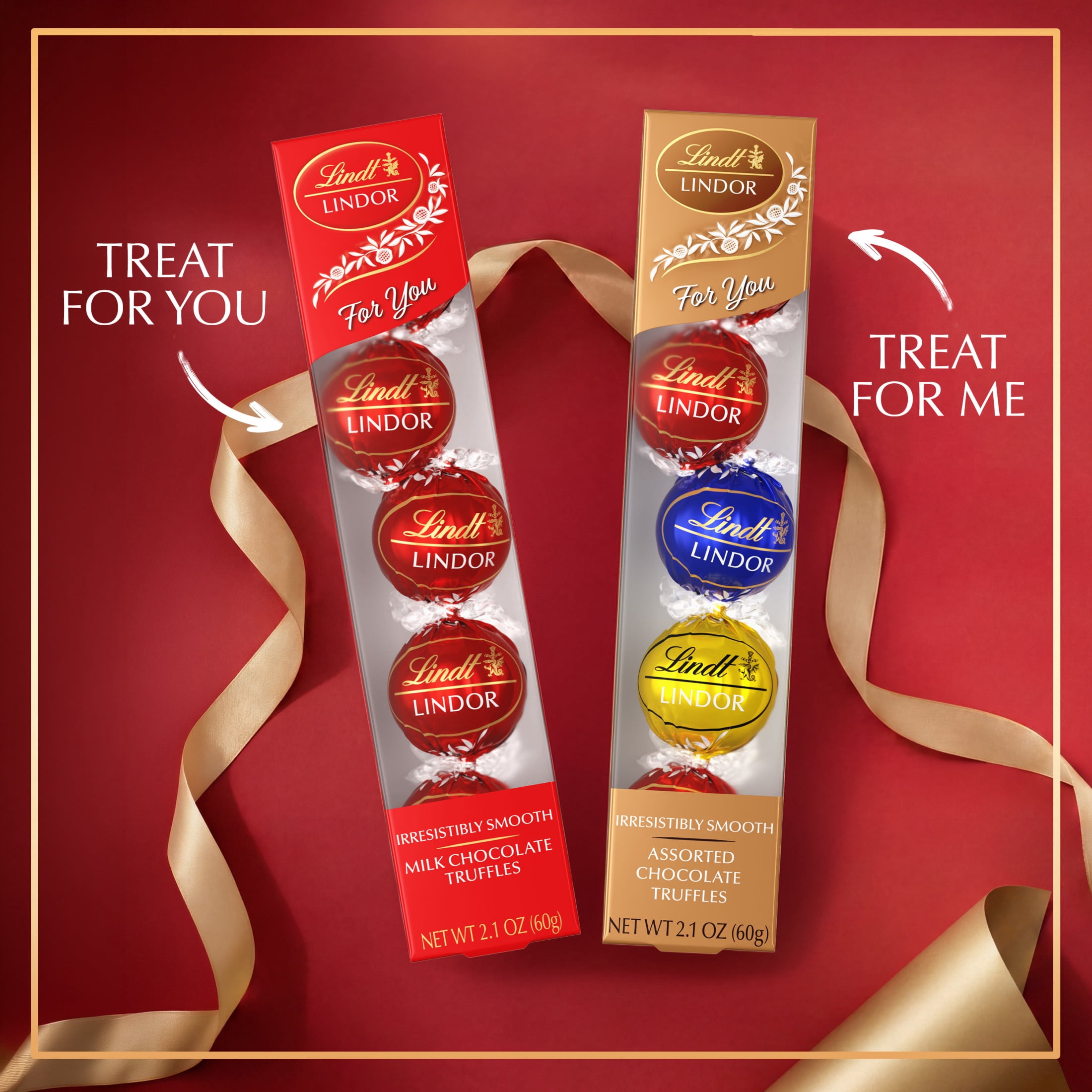 Lindt LINDOR Milk Chocolate Candy Truffles Favor Gift Box, 2.1 oz.