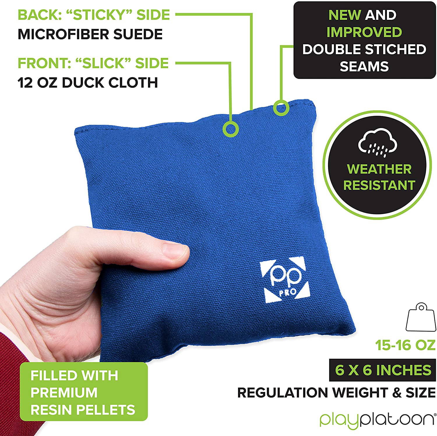 Pro Cornhole Bags Double Sided Slick And Stick Set Of 8 Regulation Bean 